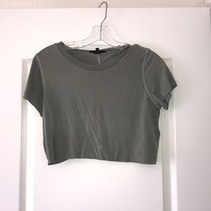 Olive Green Crop Top T shirt